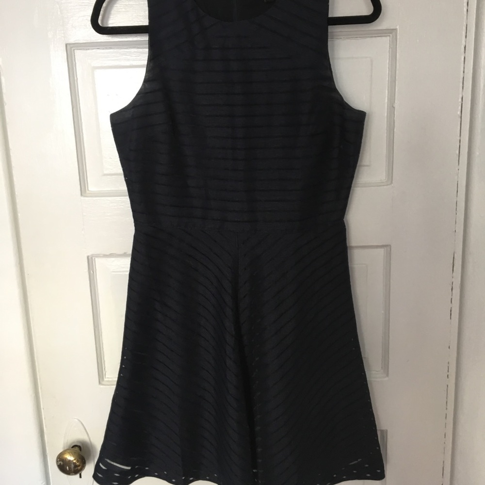 Navy Blue fit and flare high neck dress